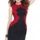 Black/Cobalt Alyce Paris 4443 - Sleeveless Short Lace Open Back Dress - Customize Your Prom Dress