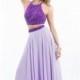 Purple/Lilac Two-Piece Beaded Chiffon Gown by Rachel Allan - Color Your Classy Wardrobe