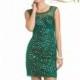Green Jeweled Short Mini Dress by Lara Designs - Color Your Classy Wardrobe