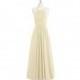 Champagne Azazie Winona - Keyhole Floor Length Halter Chiffon Dress - Charming Bridesmaids Store