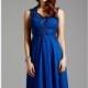 Sapphire Embellished Queen Anne Neckline Gown by Lara Designs - Color Your Classy Wardrobe