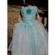 Childs size 8 up to size 4 petite lady. Tattered ragged white aqua fairy princess bridsmaids party prom dress up - Hand-made Beautiful Dresses
