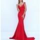 2017 Cheap Sex Mermaid Red Off The Shoulder Deep V Neck Prom Dress With A Long Train - dressosity.com