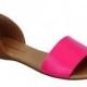 Brigit Open Toe Flats - Hot Pink