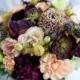 Plum, Eggplant, Peach And Greens Rich Mix Bouquet Of Peonies, Allium, Dahlias Bouquet