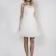 Aida Kapociute 2017 Sweet Tulle Appliques Summer Beach Ball Gown Mini/Short Cap Sleeves Illusion White Dress For Bride - Top Design Dress Online Shop