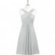 Silver Azazie Amani - V Neck Back Zip Knee Length Chiffon Dress - Cheap Gorgeous Bridesmaids Store