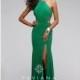 Red Faviana 7543 - High Slit Jersey Knit Open Back Dress - Customize Your Prom Dress
