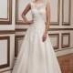 Alluring Organza Bateau Neckline A-line Wedding Dresses with Lace Appliques - overpinks.com