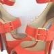 Jimmy Choo Letitia Bright Orange Coral Nubuck Platform Sandals Shoes Pre-owned