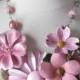 RESERVED - Statement Necklace, Vintage Enamel Flowers, Upcycled, Repurposed Vintage Brooch, Pink, Blush, Pastel, OOAK - First Blush