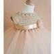 tutu dress, crochet dress, crochet yoke, princess dress, bridesmaid dress,gold dress, baby dress, toddler dress, baptism dress - Hand-made Beautiful Dresses