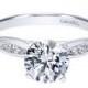 14K White Gold .85cttw Bead Set Pinched Round Diamond Engagement Ring