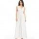 Ivory Azazie Maren - Chiffon Floor Length V Neck V Back Dress - Charming Bridesmaids Store