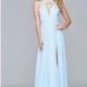 Cloud Blue Faviana 8001 - Sleeveless Chiffon High Slit Open Back Simple Dress - Customize Your Prom Dress