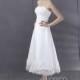 Charming A-Line Strapless Tea Length Organza Wedding Dress CWXI13001 - Top Designer Wedding Online-Shop