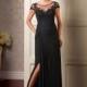 Elegant Tulle & Chiffon Scoop Neckline Sheath Mother of the Bride Dresses With Lace Appliques - overpinks.com
