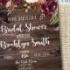 Rustic Country Chic Wood Flowers Burgundy Blush Maroon Pink Bridal Shower Invitation - Printable (5x7)
