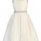 Ivory Satin Pleated Skirt w/ Rhinestone Beaded Waistline Dress Style: D587 - Charming Wedding Party Dresses