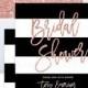 BRIDAL SHOWER INVITATION Black & White Bridal Shower Invite Blush Pink Glitter Stripe Modern Printed Printable Bridal Shower Invites - Tory