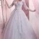 Fabulous Lace 3/4 Length Sleeves Ball Gown Wedding Dress With Lace Appliques - overpinks.com