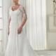 Marvelous Chiffon V-neck Neckline A-line Plus Size Wedding Dresses with Beaded Lace Appliques - overpinks.com