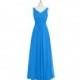 Ocean_blue Azazie Pierrette - Chiffon V Back V Neck Floor Length Dress - Charming Bridesmaids Store