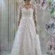 Fantasy 3D florist chiffon material lace beading, half sleeves,  V back wedding dress, Aline ballgown - Hand-made Beautiful Dresses