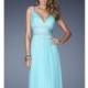 Beaded Pleated Gown by La Femme 20110 - Bonny Evening Dresses Online 