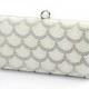 Scalloped Crystal And White Pearl Bridal Evening Bag