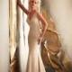 Charming Tulle V-neck Natural Waistline Sheath Wedding Dress - overpinks.com
