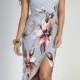 "Make A Wish" Grey & Blush Floral Print Strappy Wrap Dress