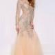 Jovani 39415 Dress - Drop Waist, Trumpet Skirt Illusion, V Neck Long Prom Jovani Dress - 2017 New Wedding Dresses