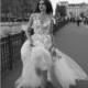 Liz Martinez 2018 Open Back Ivory Chapel Train Illusion Ball Gown Sleeveless Hand-made Flowers Tulle Bridal Dress - Top Design Dress Online Shop