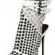 White Rivets Buckles Peep Toe Ankle Boots