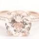 Labor Day Sale - CERTIFIED - GIA Certified Huge Round Morganite & Diamonds Candy Ring 14K Rose Gold