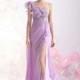 Vintage Sheath-Column One Shoulder Sweep-Brush Train Chiffon Pastel Lilac Evening Dress COZT1301A - Top Designer Wedding Online-Shop