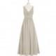 Taupe Azazie Elaine - Chiffon V Neck Back Zip Floor Length Dress - Cheap Gorgeous Bridesmaids Store