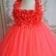 NEW coral chiffon hydrangea flower girl tutu dress - Hand-made Beautiful Dresses
