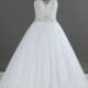 Luxurious A-Line Train Tulle Sleeveless Wedding Dress with Beading - Top Designer Wedding Online-Shop