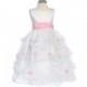 Pink Flower Girl Dress - Matte Satin Bodice Gathered Organza Style: D2130 - Charming Wedding Party Dresses
