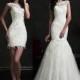 Marvelous Dot Tulle Jewel Neckline 2 in 1 Wedding Dress with Beaded Lace Appliques - overpinks.com