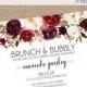 Brunch & Bubbly Bridal Shower Invitation With Flowers (fall Colors, Elegant, Simple, Classic, Burgundy, Blush, Garden) - Printable (5x7)