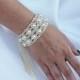 Pearls Wedding Cuff, Bridal Pearl Cuff, Wedding Bracelet, Vintage Style Cuff, Wedding Jewelry, Wedding Accessories