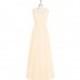 Peach Azazie Ellen - Floor Length Chiffon And Lace V Neck V Back Dress - Charming Bridesmaids Store