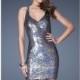 Charcoal Racerback Sequined Dress by La Femme - Color Your Classy Wardrobe