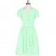 Mint_green Azazie Luna - Knee Length Back Zip Chiffon V Neck Dress - Charming Bridesmaids Store