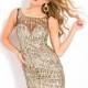 Classical Trendy Beaded Sequined Mini Column Long Sleeve Jovani 6337 Dress New Arrival - Bonny Evening Dresses Online 