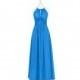 Ocean_blue Azazie Bonnie - Chiffon Halter Back Zip Floor Length Dress - Cheap Gorgeous Bridesmaids Store