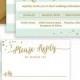 MINT & GOLD WEDDING Invitation Glitter Confetti 3 Pc Suite RSvP Enclosure Card Mint Green Stripe Invite Free Shipping O DiY Printable- Wendy